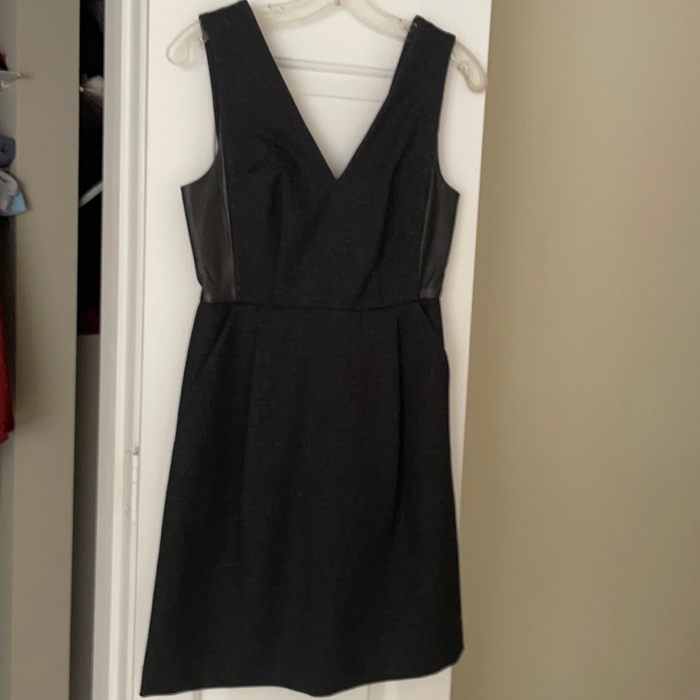 Madewell Dark Grey & Leather Panel Dress